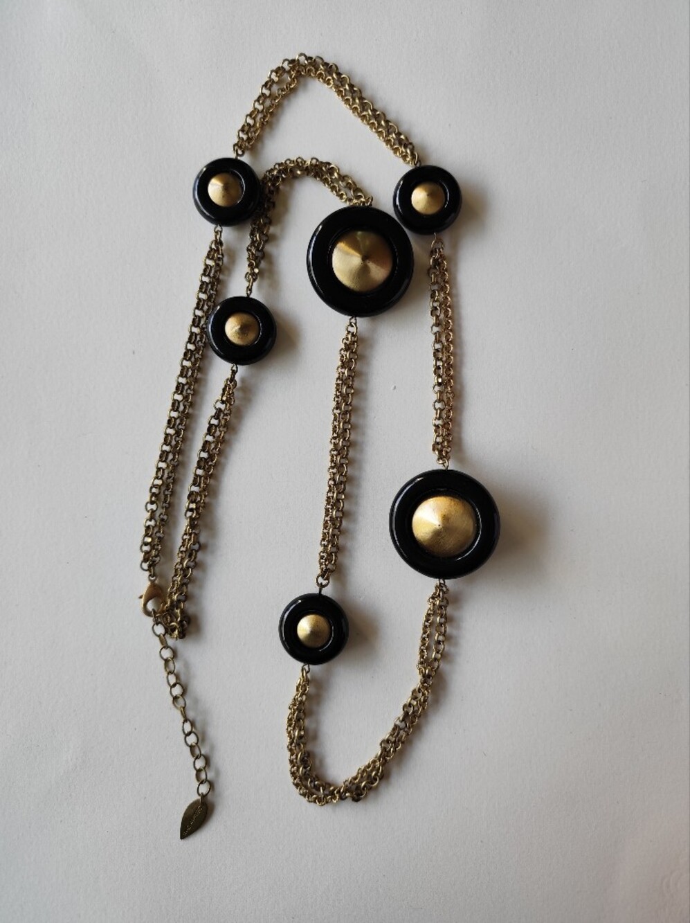 4/$50⭐️Coldwater Creek Large Statement Necklace gold and black 38"